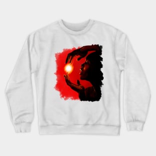 woman with fire Fire wooman Crewneck Sweatshirt